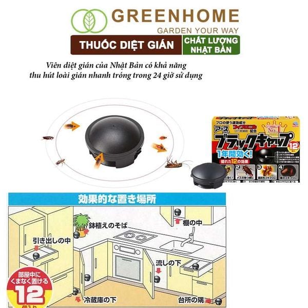 Thuốc diện gián Barracks Cap, hộp 12 viên, diệt tận gốc, dễ sử dụng, tác dụng lâu dài, an toàn